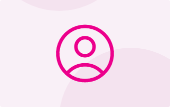 Icon in Pink mit einer Person auf hellrosa Hintergrund