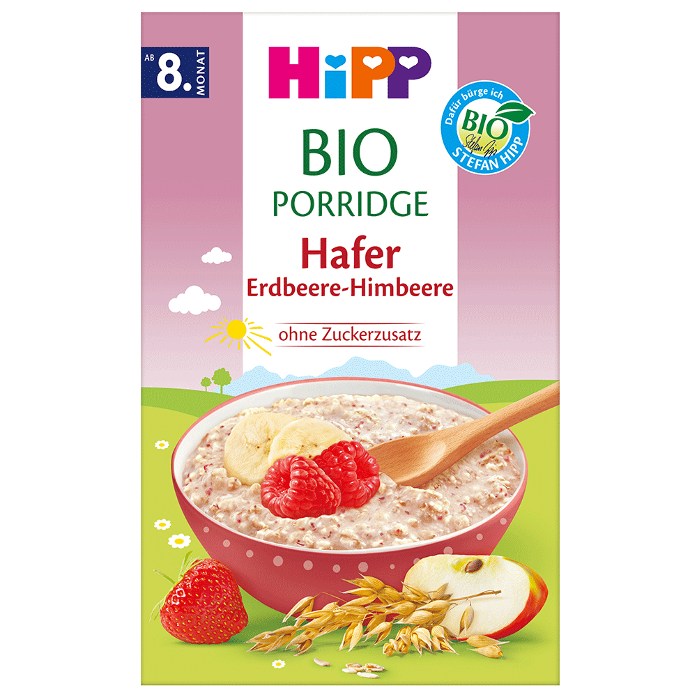 Bild: HiPP Bio Porridge Hafer Erdbeere Himbeere 