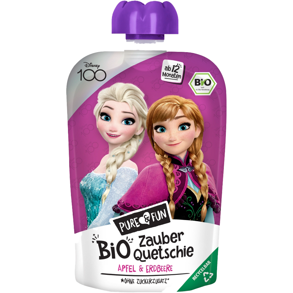 Bild: Pure & Fun Disney Bio Zauber Quetschie Elsa Apfel & Erdbeere 
