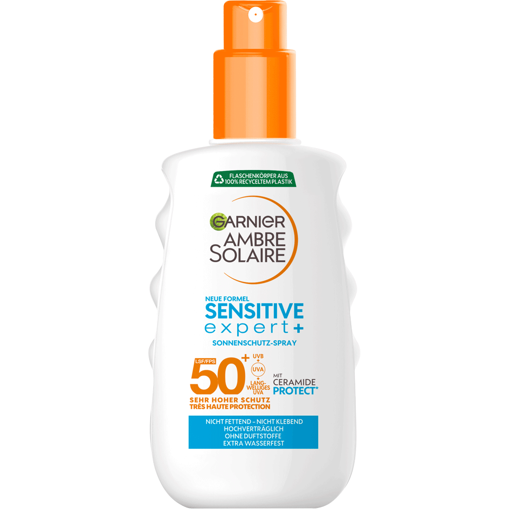 Bild: GARNIER AMBRE SOLAIRE Sensitive expert+ Sonnenschutz-Spray LSF 50+ 