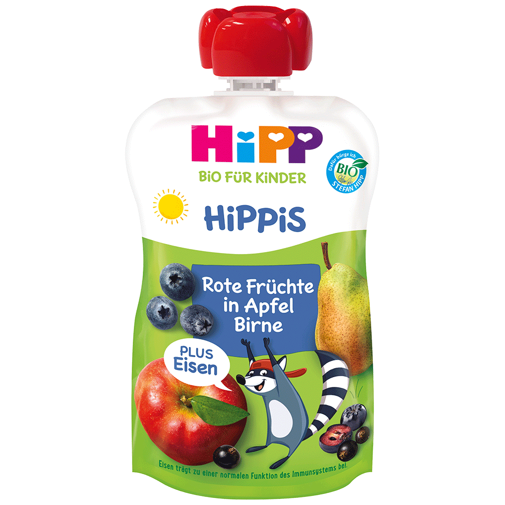 Bild: HiPP Hippis Quetschie Rote Früchte in Apfel Birne 