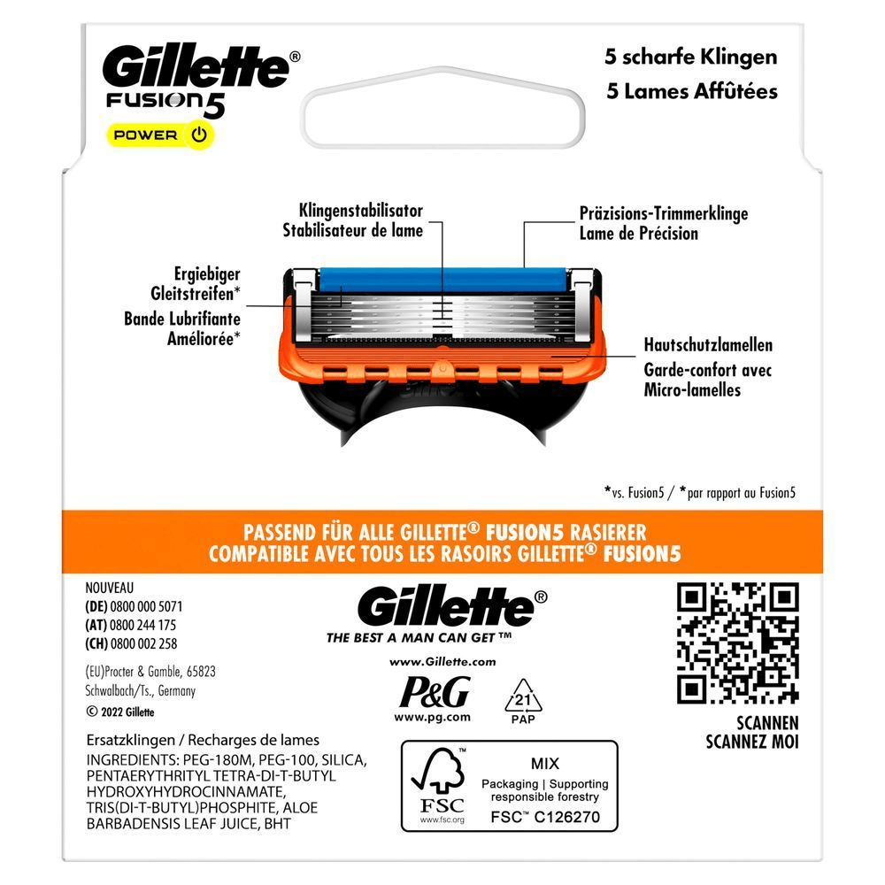 Bild: Gillette Fusion5 Power Rasierklingen 