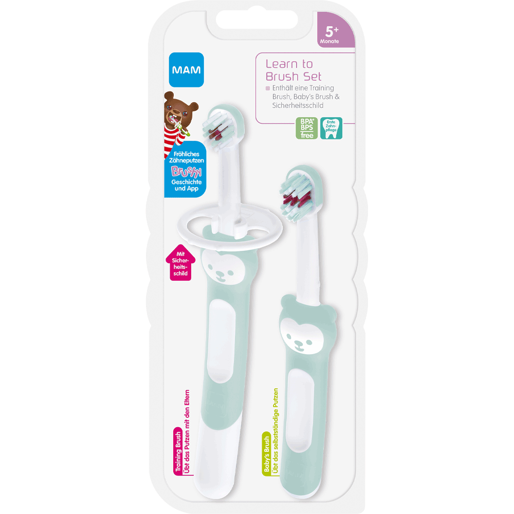 MAM Learn To Brush Set For Boys 5+ Months   Baby Toothbrushes With