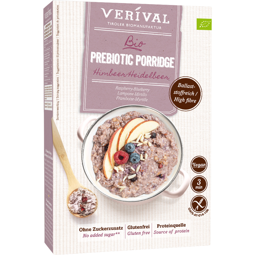 Bild: Verival Prebiotic Porridge Himbeer Heidelbeer 
