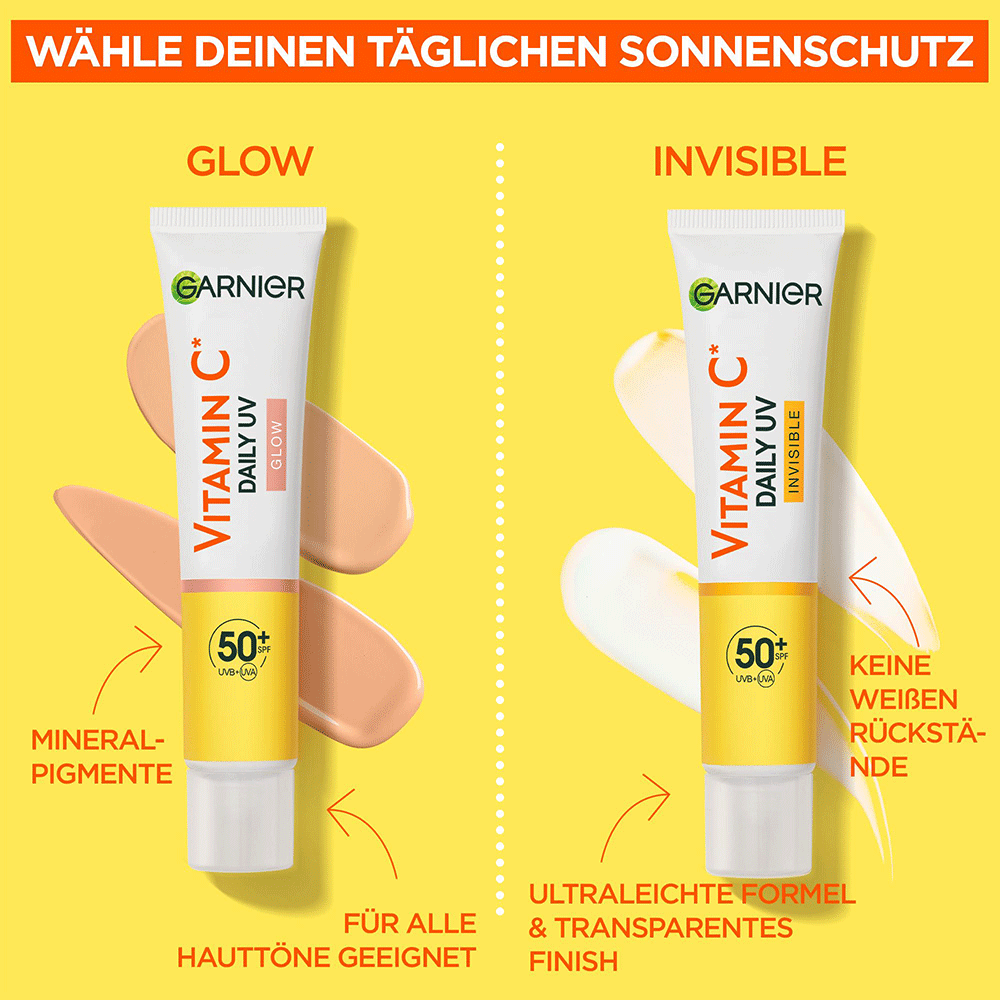 Bild: GARNIER SKIN ACTIVE Vitamin C UV Fluid Glow LSF 50+ 