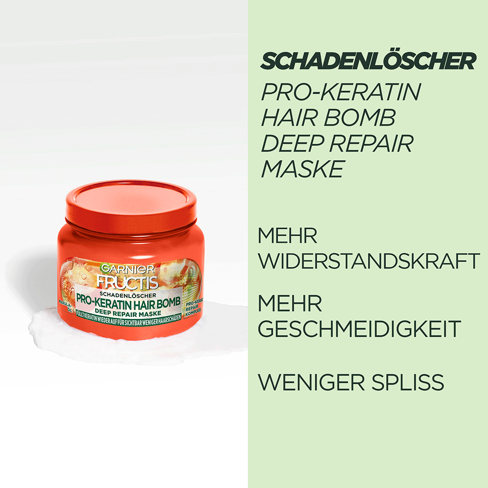 Bild: GARNIER FRUCTIS Schadenlöscher Pro-Keratin Hair Bomb Maske 
