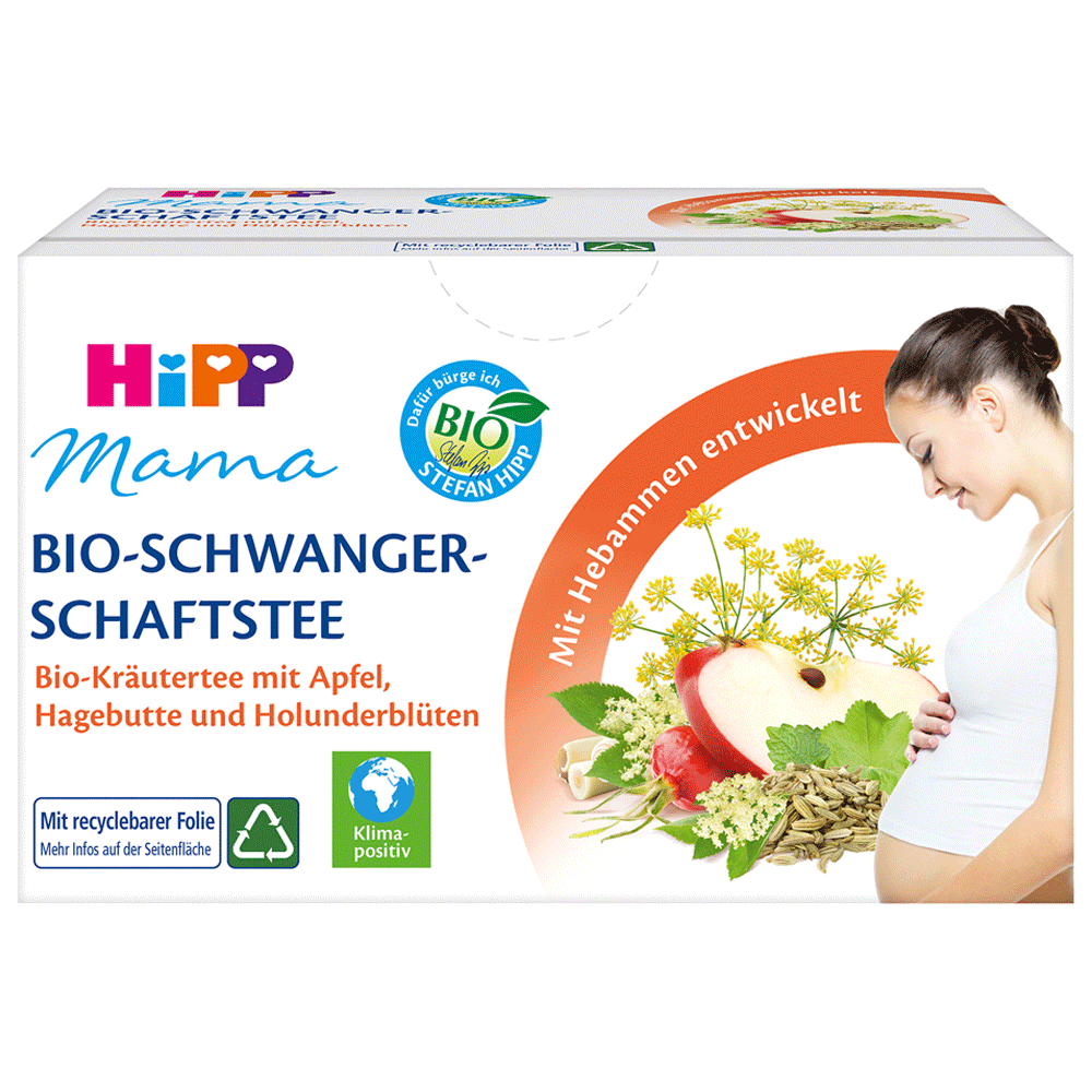 Bild: HiPP Mama Bio Schwangerschaftstee Bio Kräutertee mit Apfel, Hagebutte und Holunderblüten 