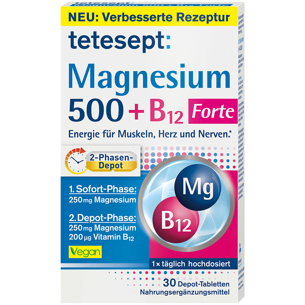 Bild: tetesept: Magnesium 500+ B12 Depot-Tabletten 