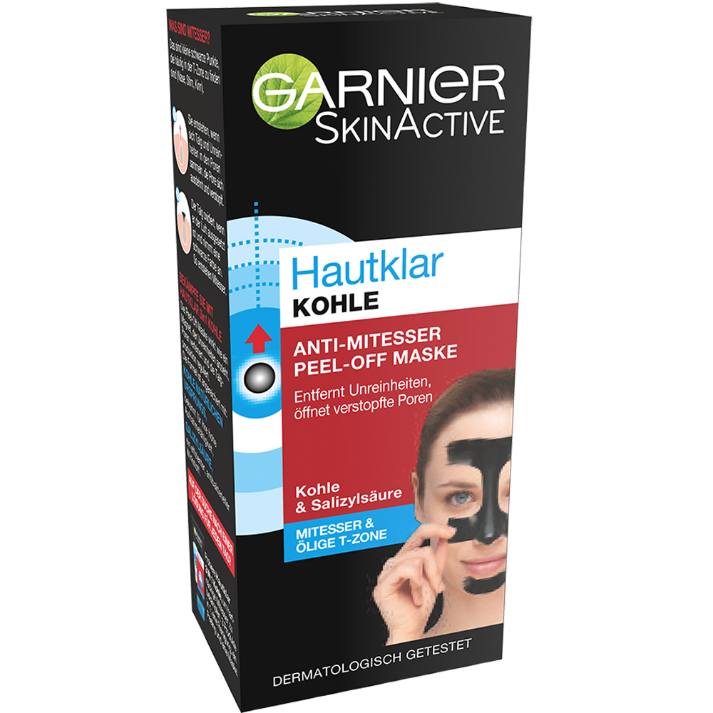 Bild: GARNIER SKIN ACTIVE Hautklar Anti-Mitesser Peel-off Maske mit Kohle & Salizylsäure 