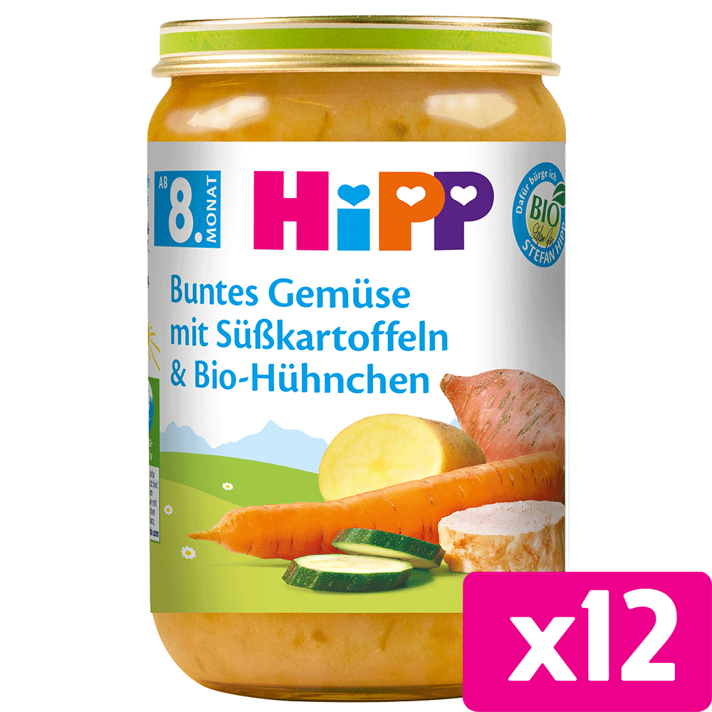 Bild: HiPP Buntes Gemüse mit Süßkartoffeln & Bio Hühnchen 