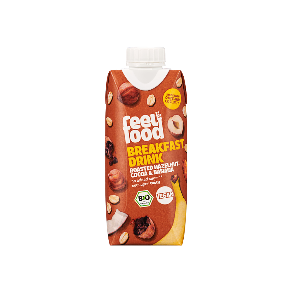 Bild: Feelfood Breakfast Drink Geröstete Haselnuss, Kakao und Bananen 