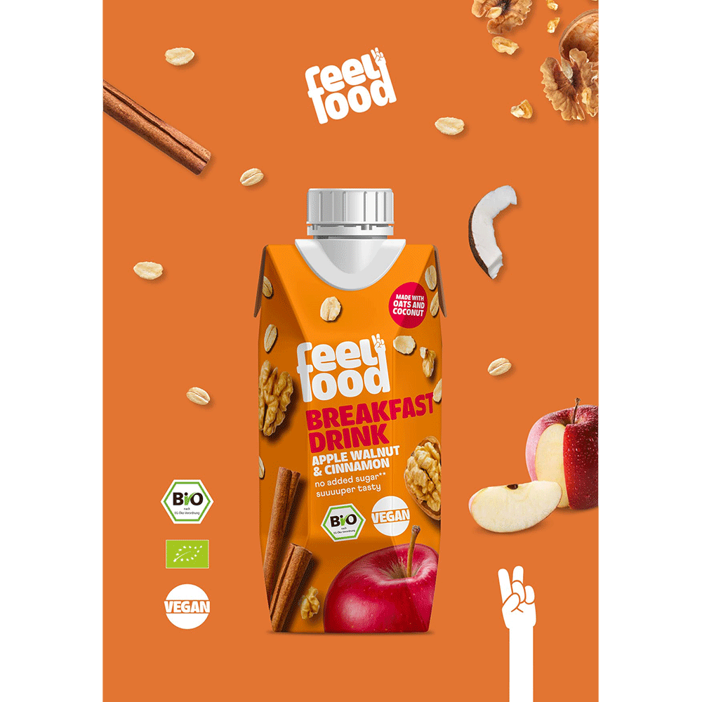 Bild: Feelfood Breakfast Drink Apfel, Walnuss und Zimt 