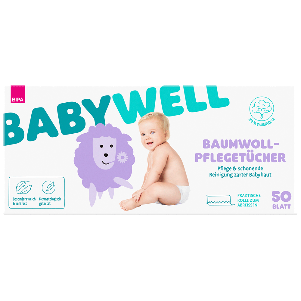 Bild: BABYWELL Baumwoll Pflegetücher Box 