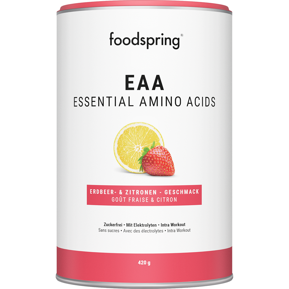 Bild: foodspring EAA Essential Amino Acids Erdbeer und Zitronen Geschmack 