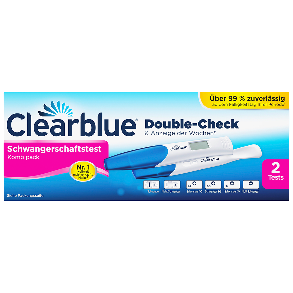 Bild: Clearblue Schwangerschaftstest Double-Check, Anzeige der Wochen 