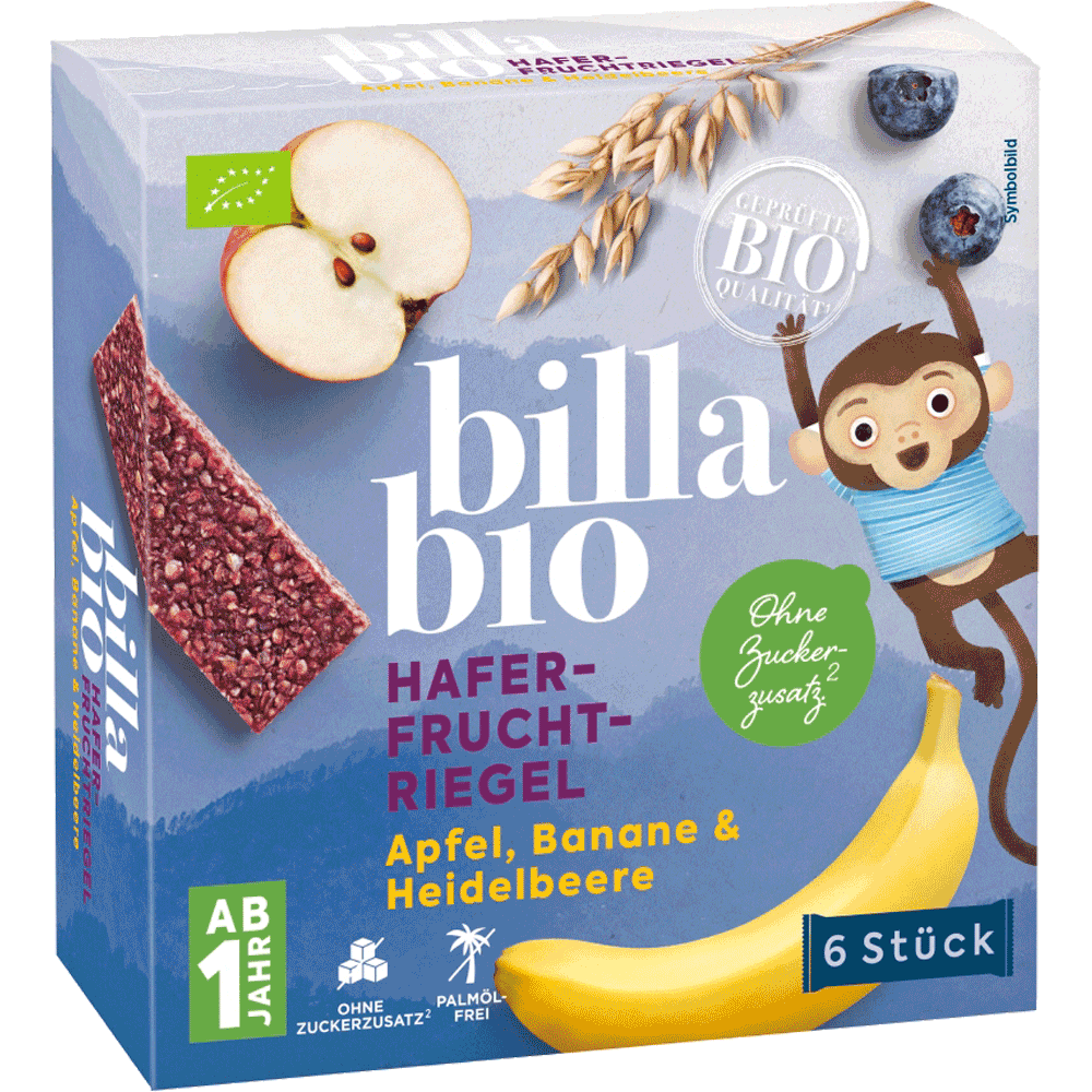 Bild: Billa Bio Babyriegel Apfel, Banane & Heidelbeere 6er 