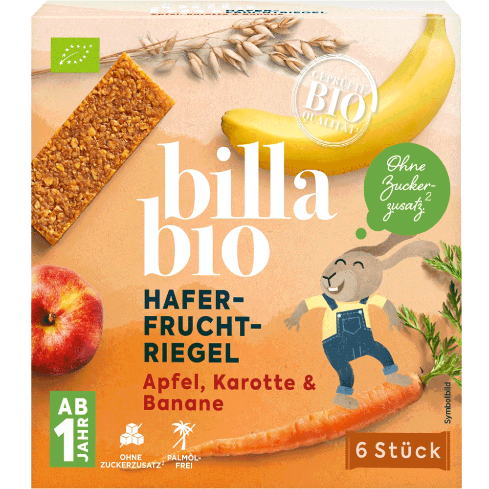 Bild: Billa Bio Babyriegel Apfel, Karotte & Banane 6er 