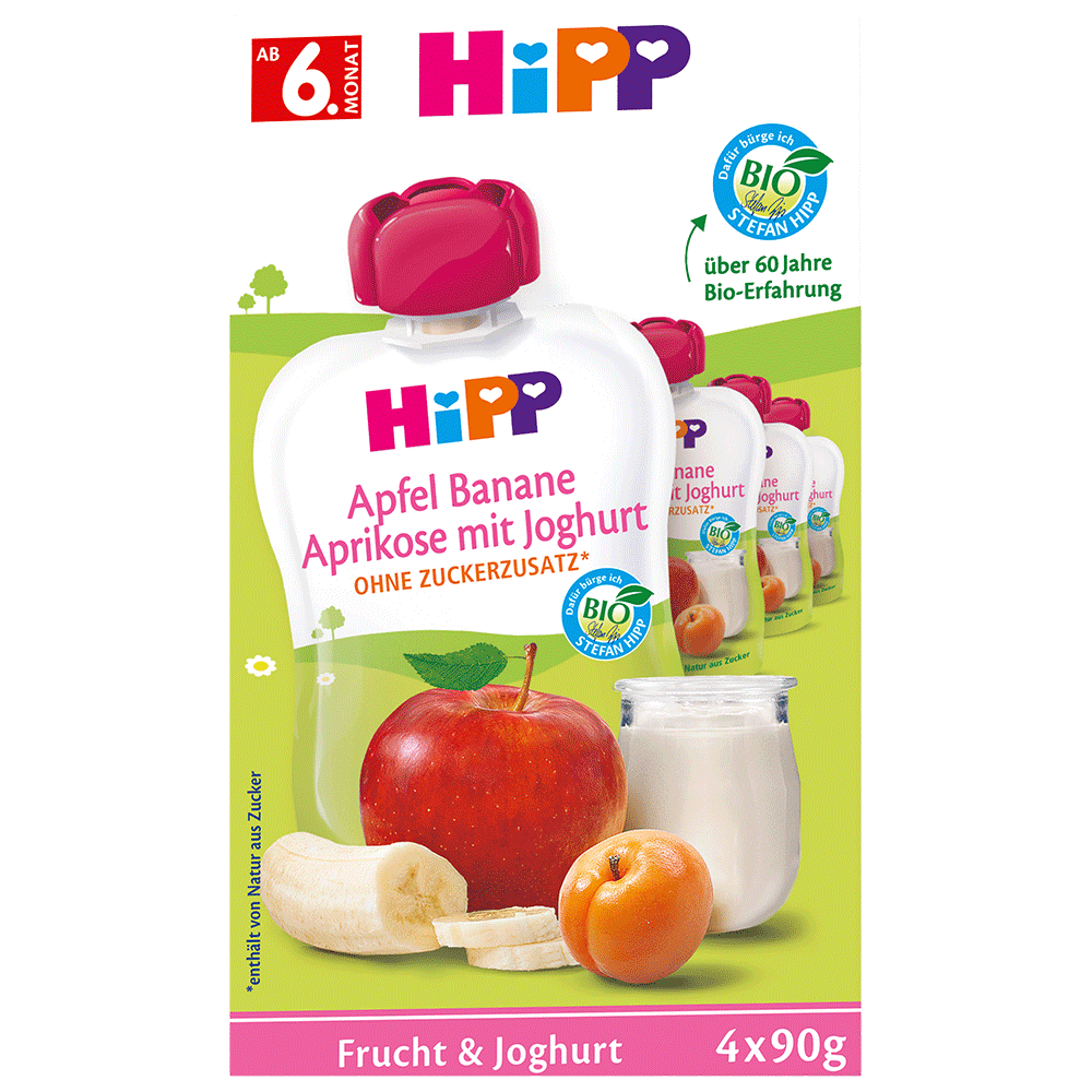 Bild: HiPP Quetschie Apfel Banane Aprikose mit Joghurt 