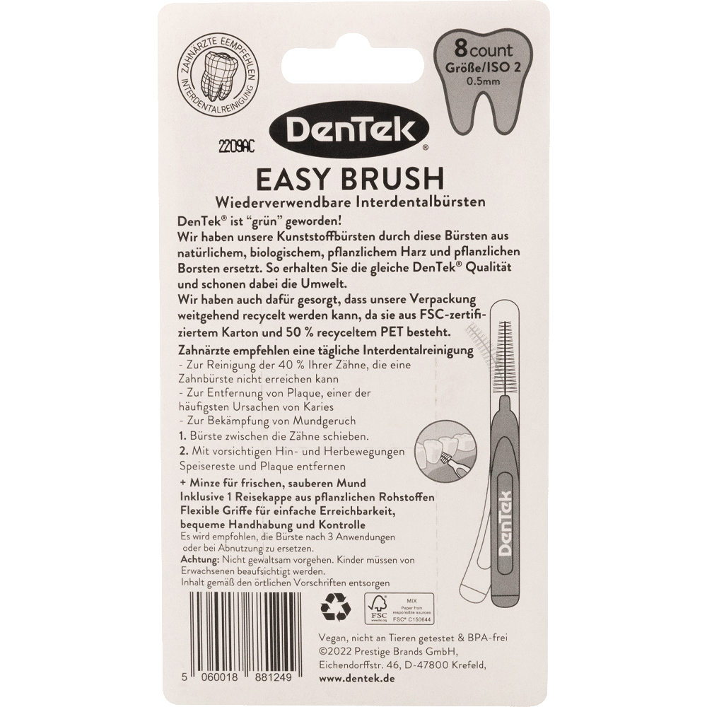 Bild: DenTek Easy Brush Interdentalbürsten ISO 2 0.5 mm 