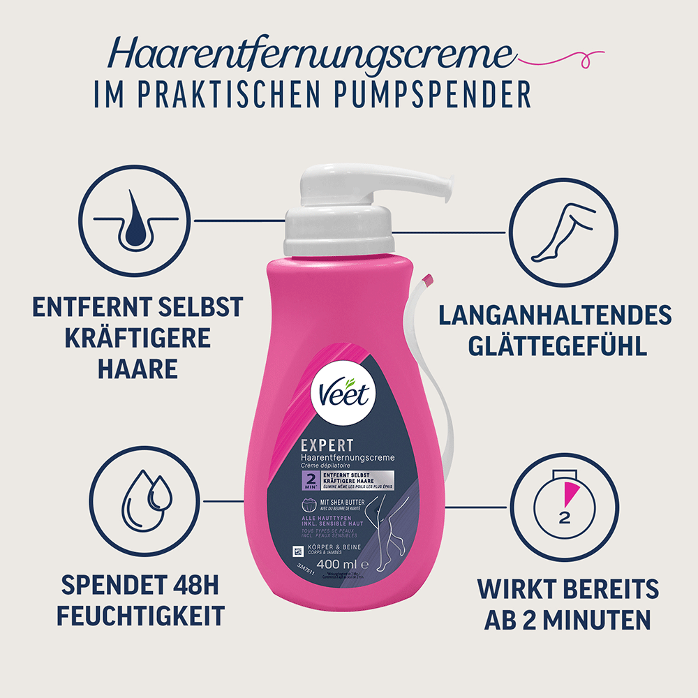 Bild: Veet EXPERT Haarentfernungscreme für Körper und Beine 