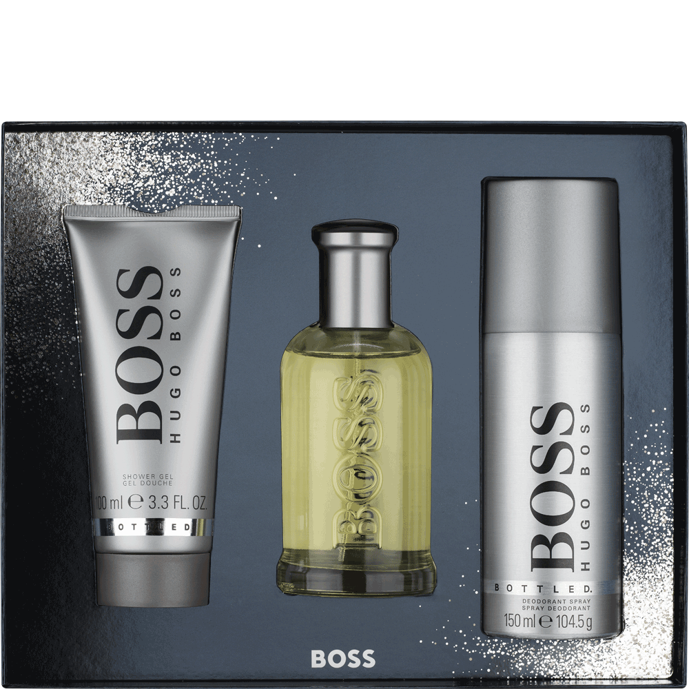 Bild: Hugo Boss Boss Bottled Geschenkset Eau de Toilette 100 ml + Duschgel 100 ml + Deo Spray 150 ml 