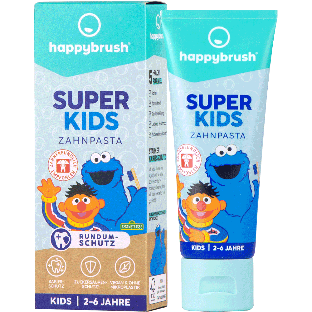 Bild: happybrush Super Kids Zahnpasta 2-6 Jahre 