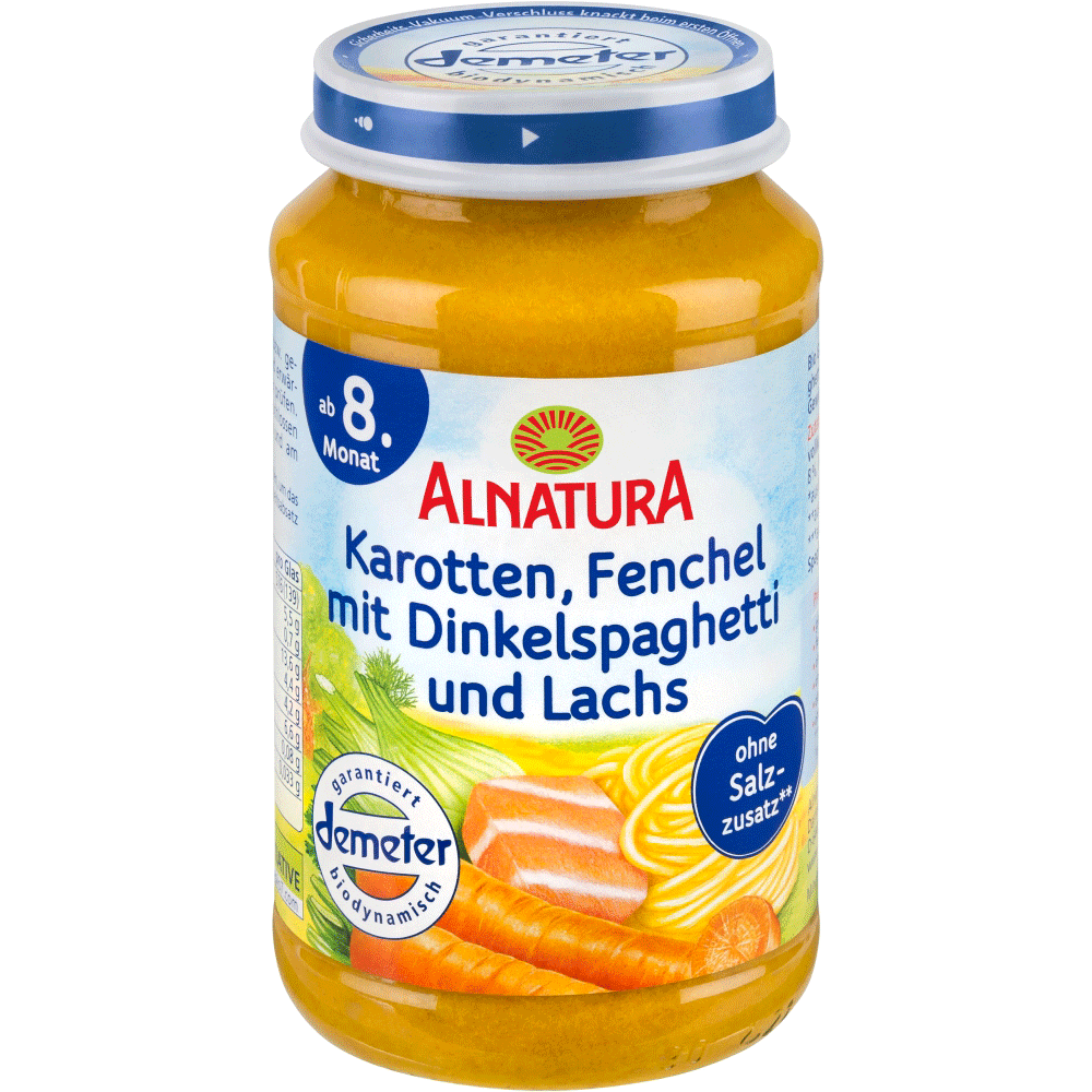 Bild: ALNATURA Karotte, Fenchel, Dinkel und Lachs 