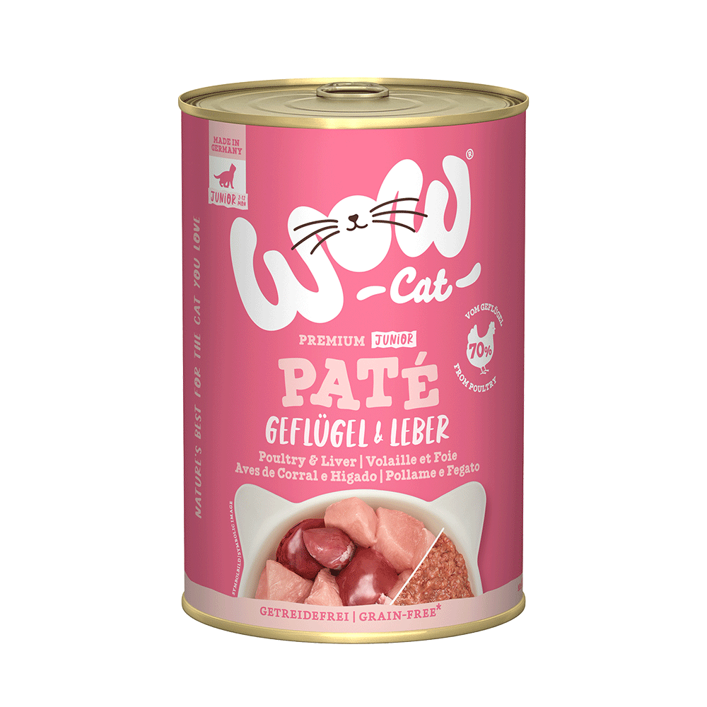 Bild: WOW Cat Premium Junior Paté Geflügel und Leber 