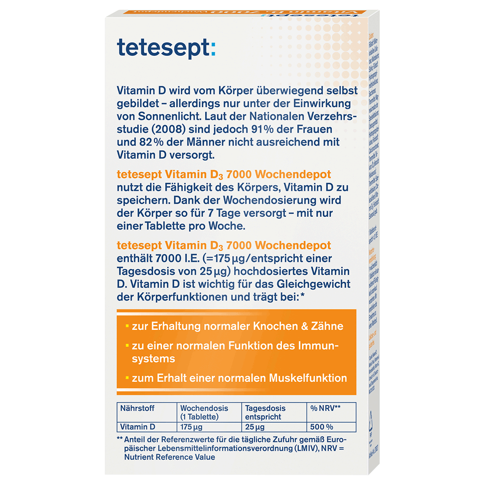 Bild: tetesept: Vitamin D3 7000 Wochendepot 