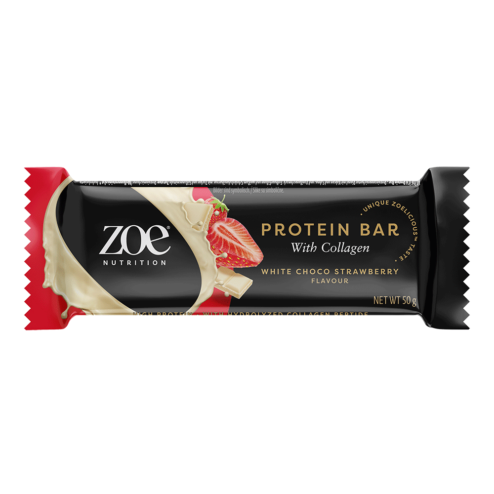 Bild: Zoe Protein Bar White Choco Strawberry 