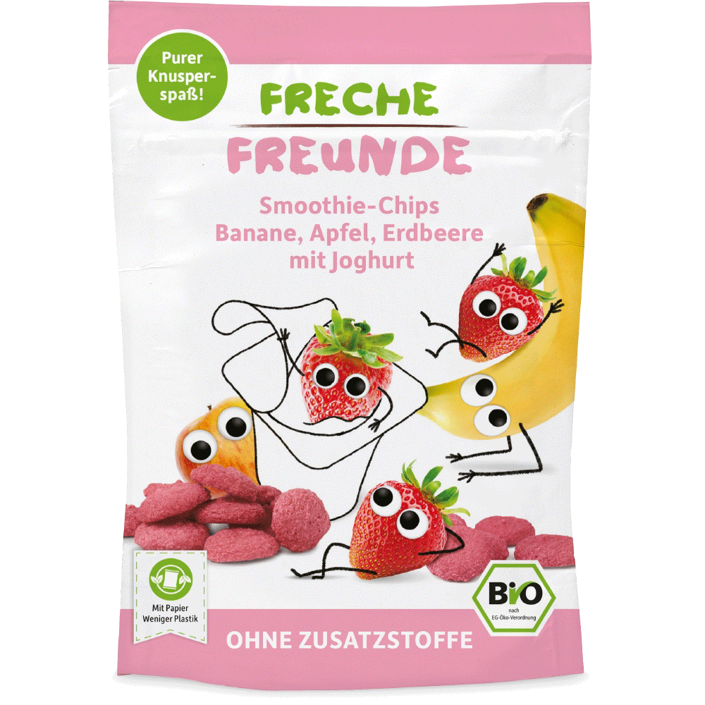 Bild: Freche Freunde Fruchtchips Apfel, Banane, Erdbeere 