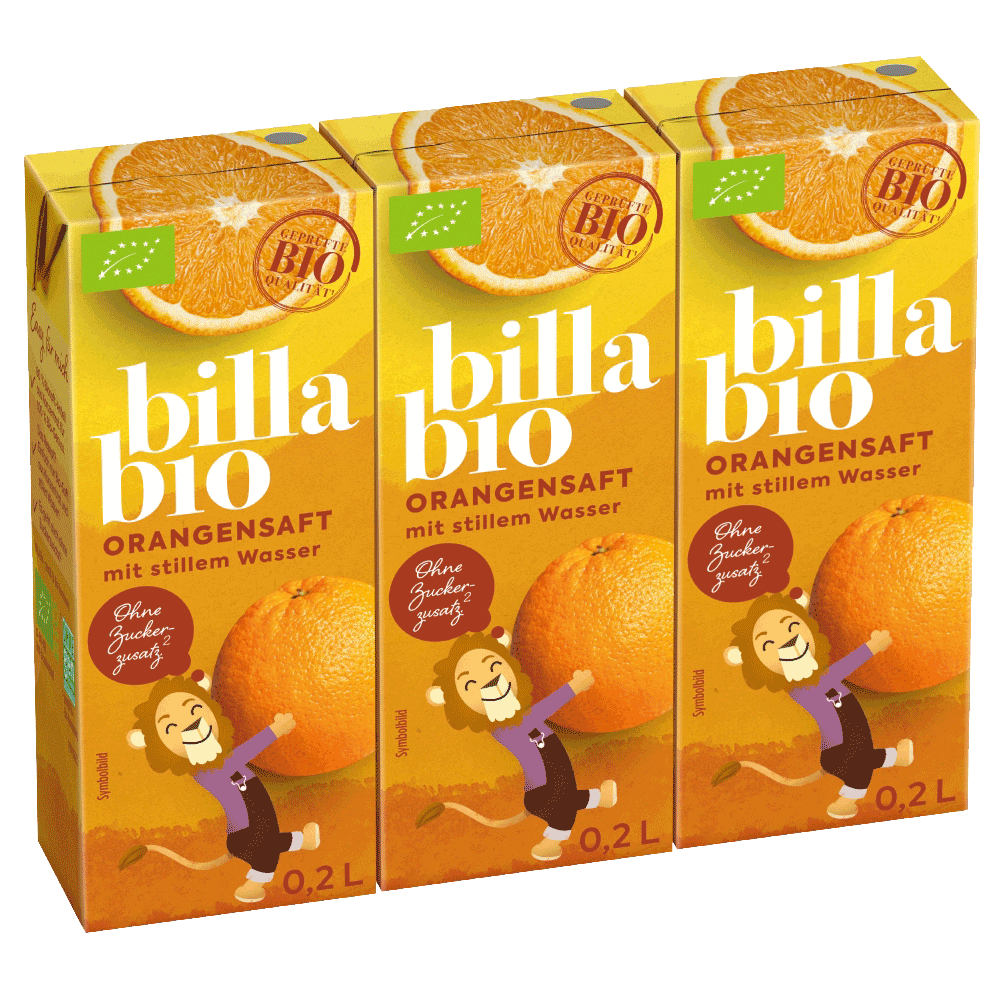 Bild: Billa Bio Orangensaft mit stillem Wasser (3x0,2L) 