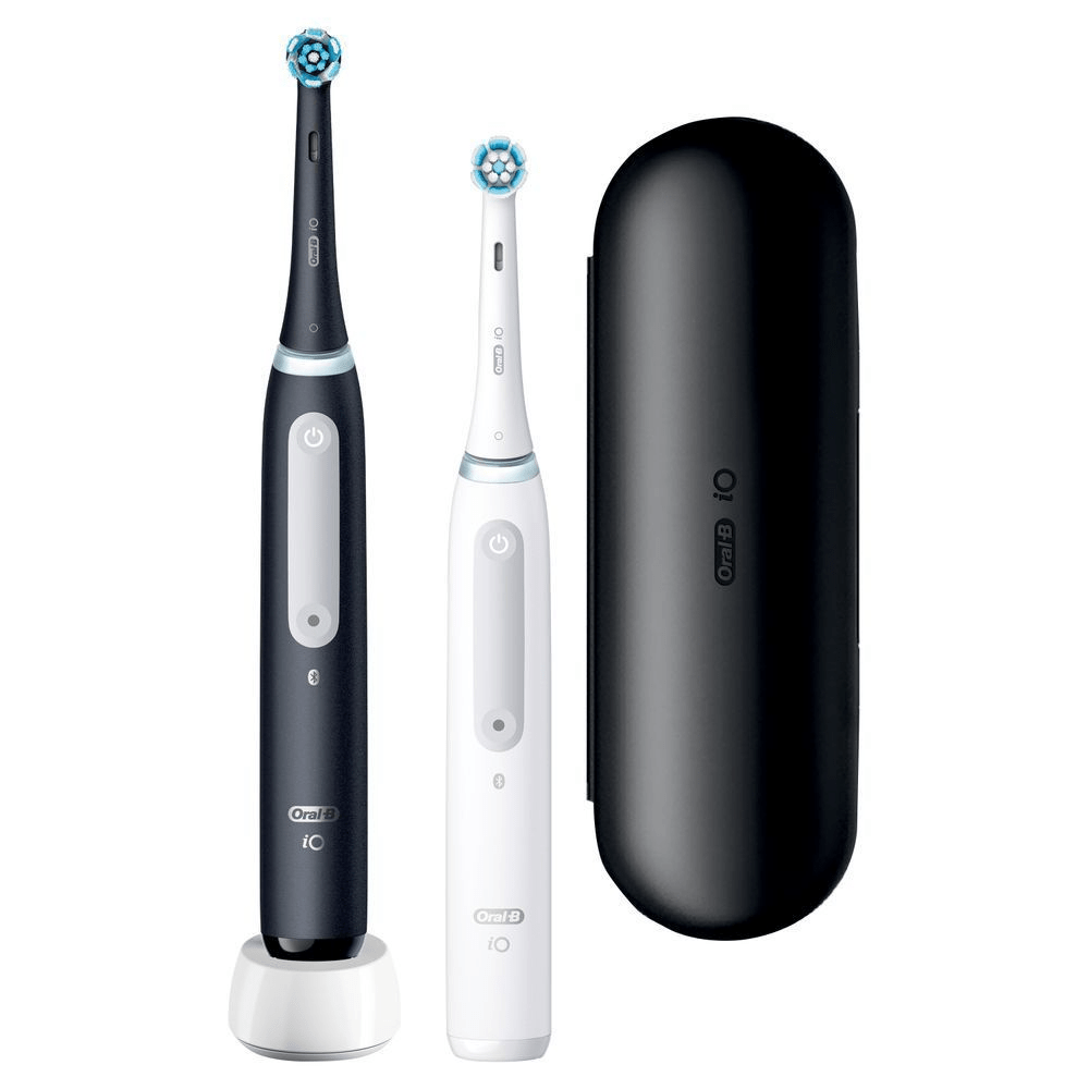 Bild: Oral-B Series 4 Duopack Elektrische Zahnbürste, Reiseetui, Matt Black/Quite White 