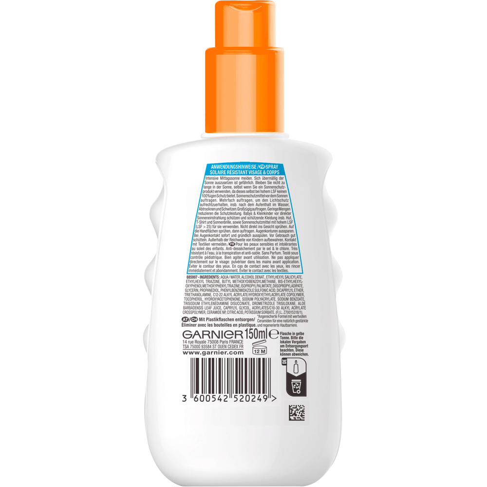 Bild: GARNIER AMBRE SOLAIRE Kids Sensitive expert+ Sonnenschutz-Spray LSF 50+ 