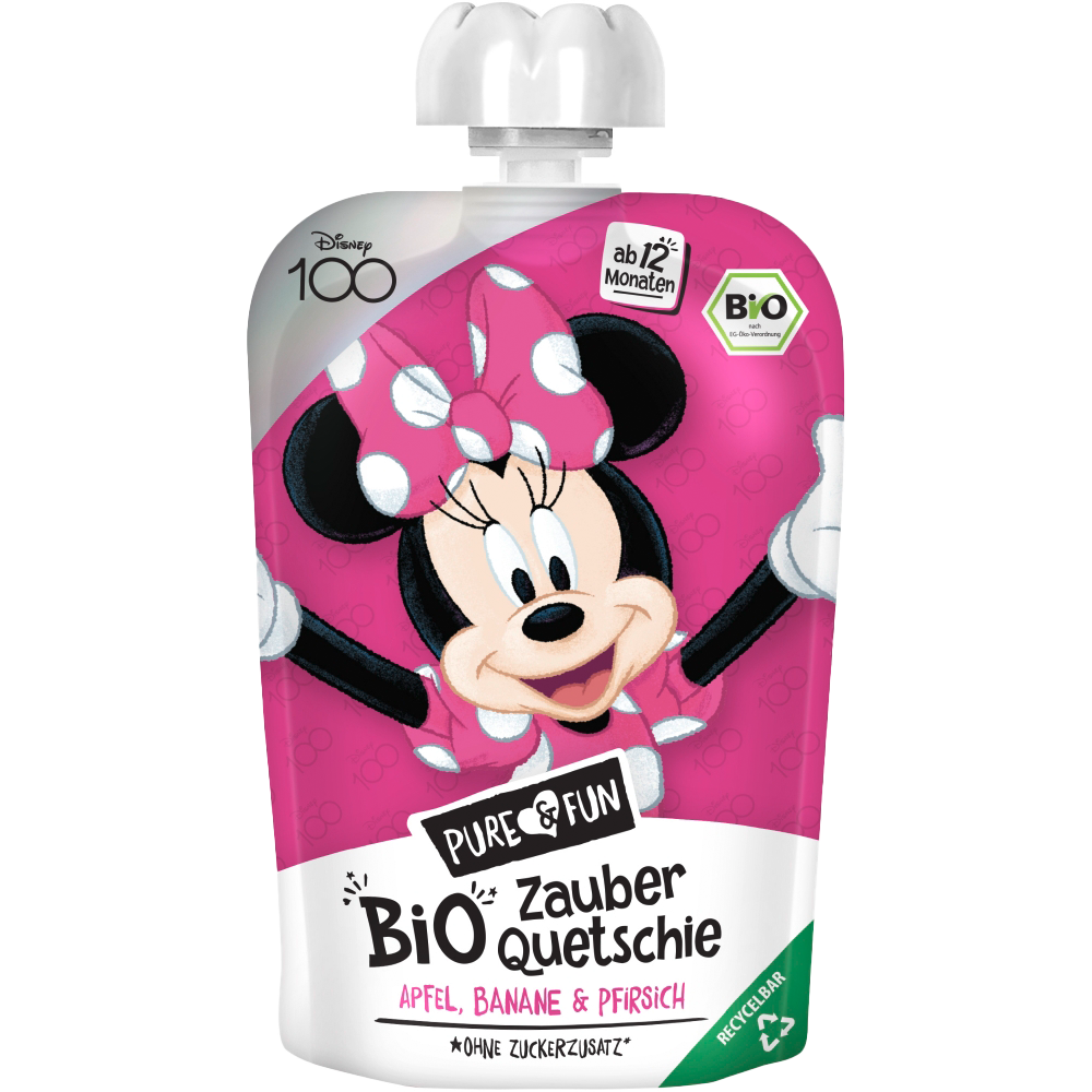 Bild: Pure & Fun Disney Bio Zauber Quetschie Minnie Apfel, Banane & Pfirsich 