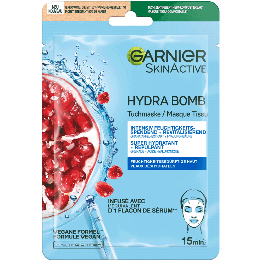 Bild: GARNIER SKIN ACTIVE Hydra Bomb Tuchmaske Granatapfel 