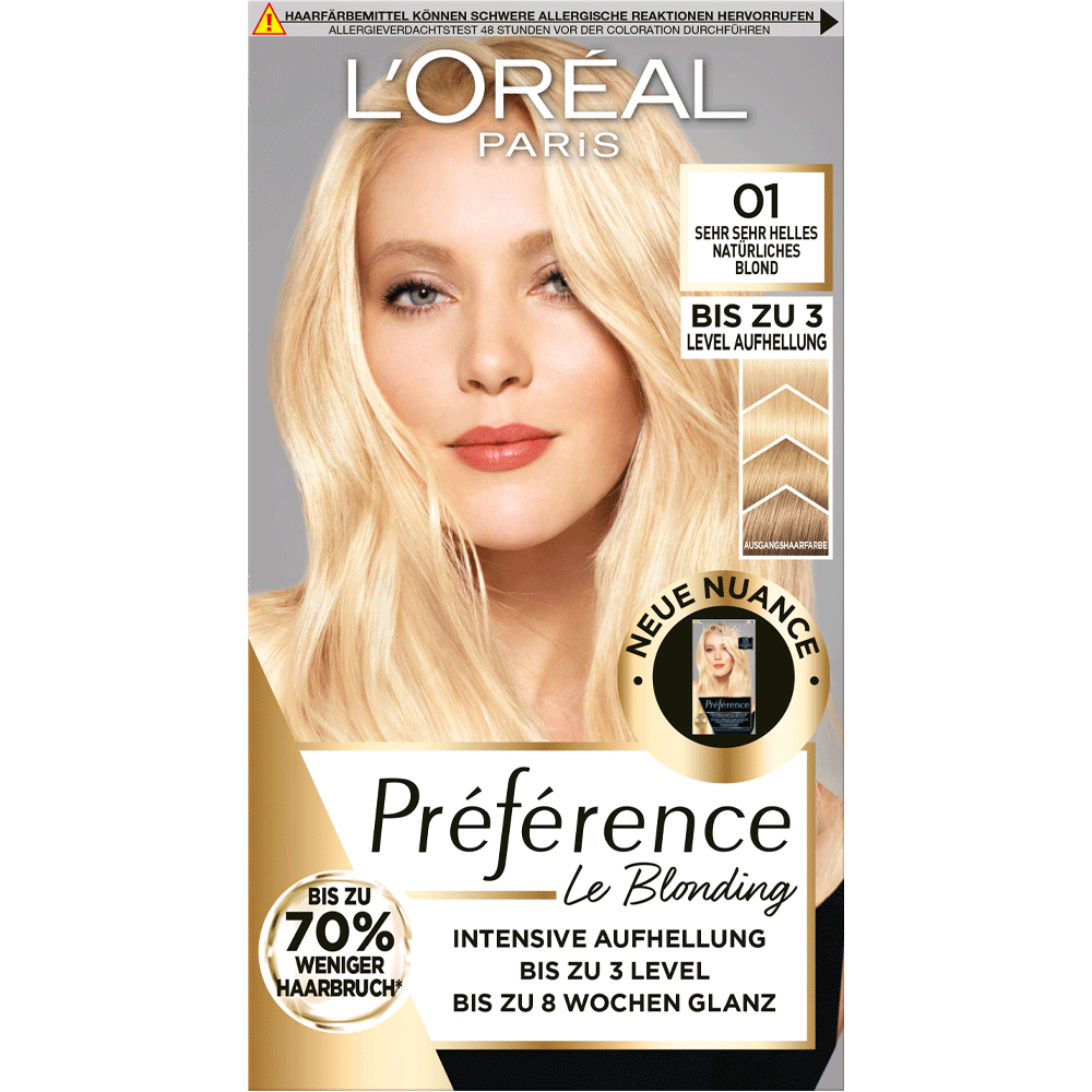 Bild: L'ORÉAL PARIS Préférence Haarfarbe sehr sehr helles natürliches Blond