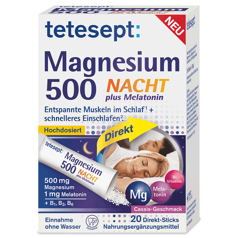 Bild: tetesept: Magnesium 500 Nacht Direkt + Melatonin 