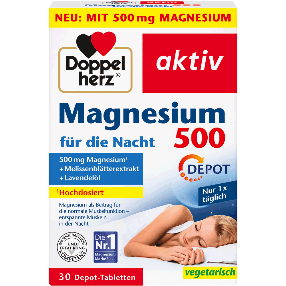 Bild: DOPPELHERZ Magnesium 500 für die Nacht 