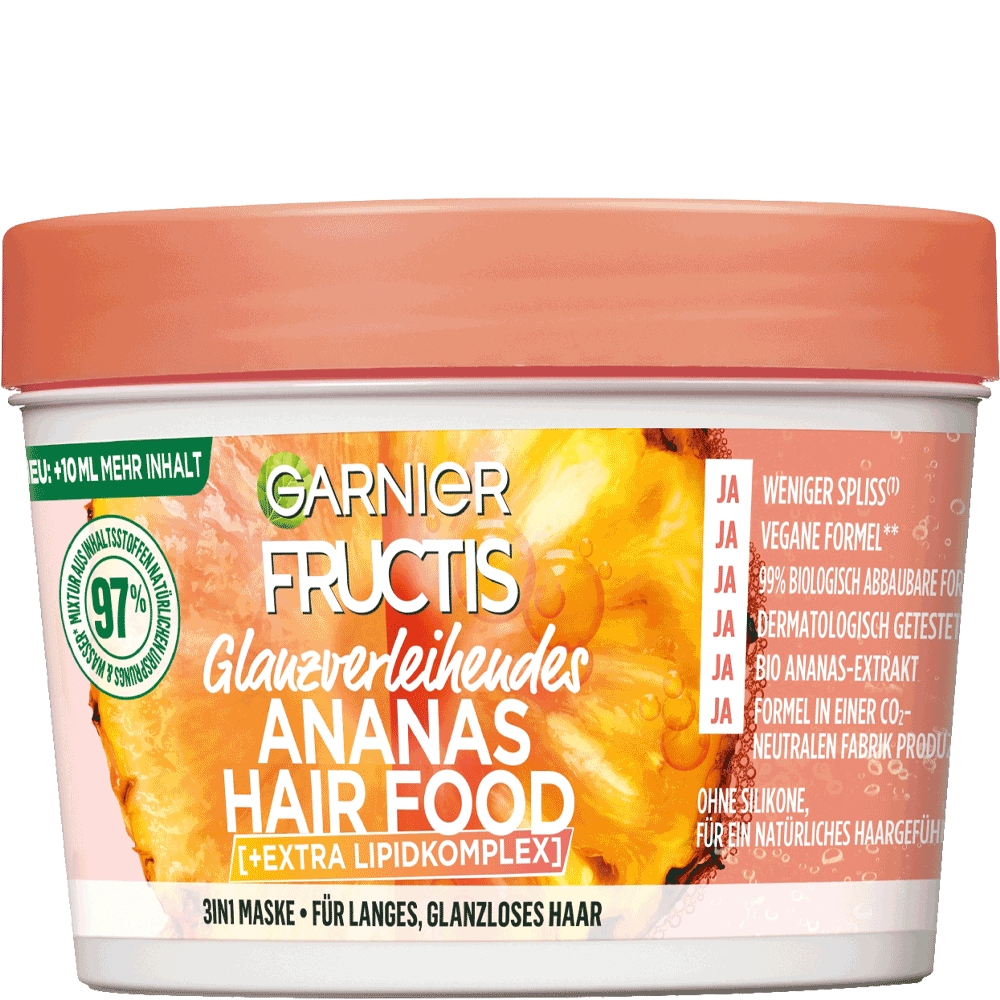 Bild: GARNIER FRUCTIS Ananas Hair Food Glanzverlehende 3in1 Maske 