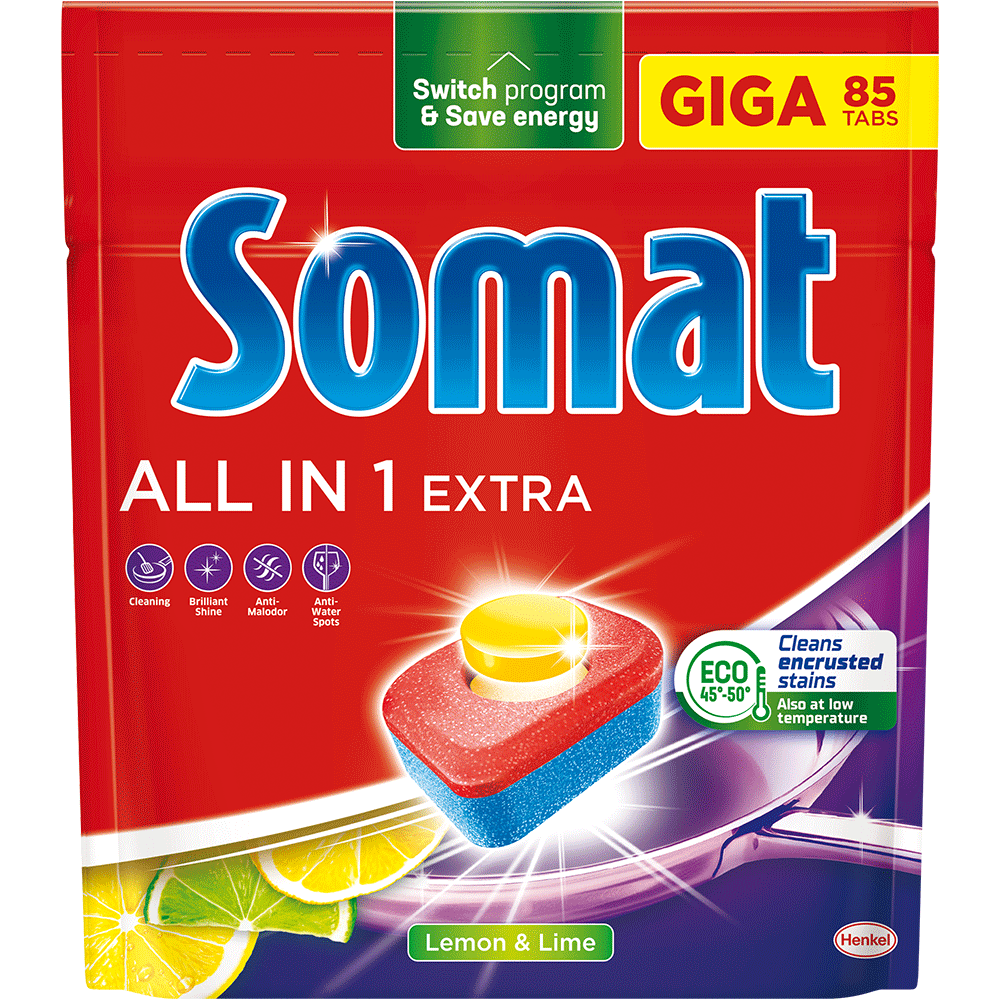 Bild: Somat All in 1 Extra Geschirrspültabs Lemon & Lime Giga Pack 