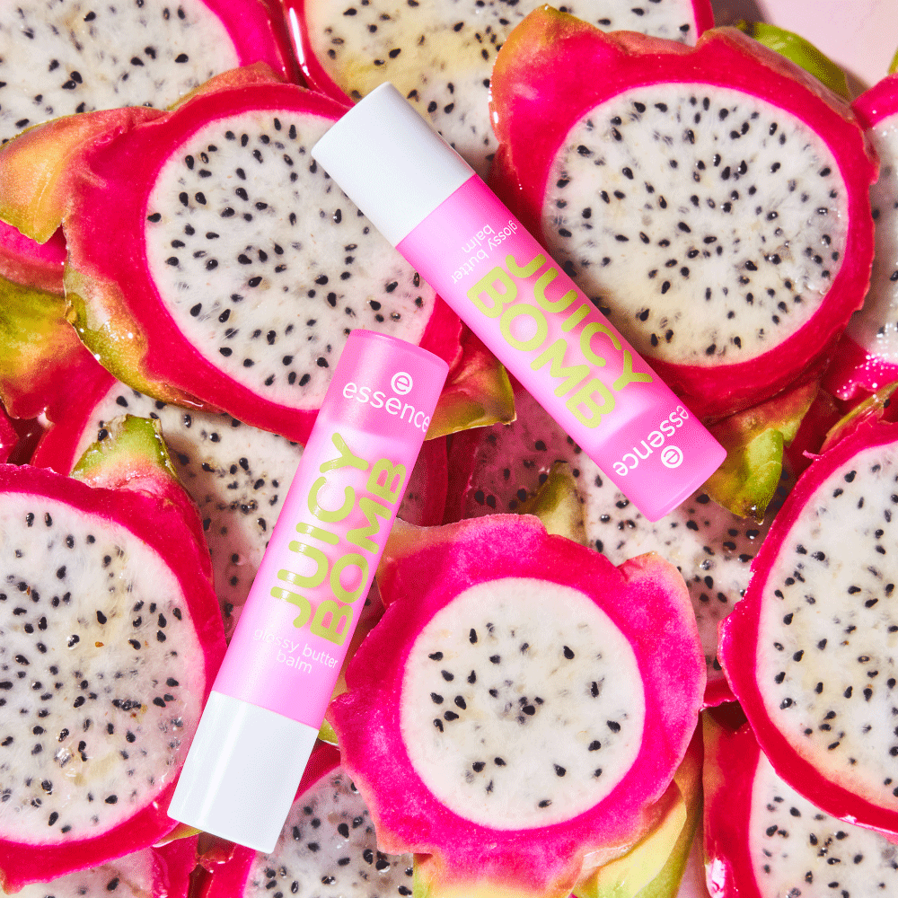 Bild: essence JUICY BOMB glossy butter balm Time To Pitaya