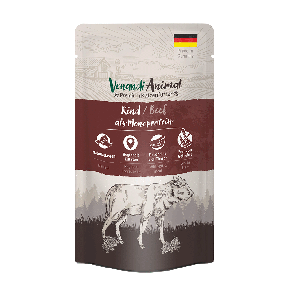 Bild: Venandi Animal Katzenfutter Rind als Monoprotein 