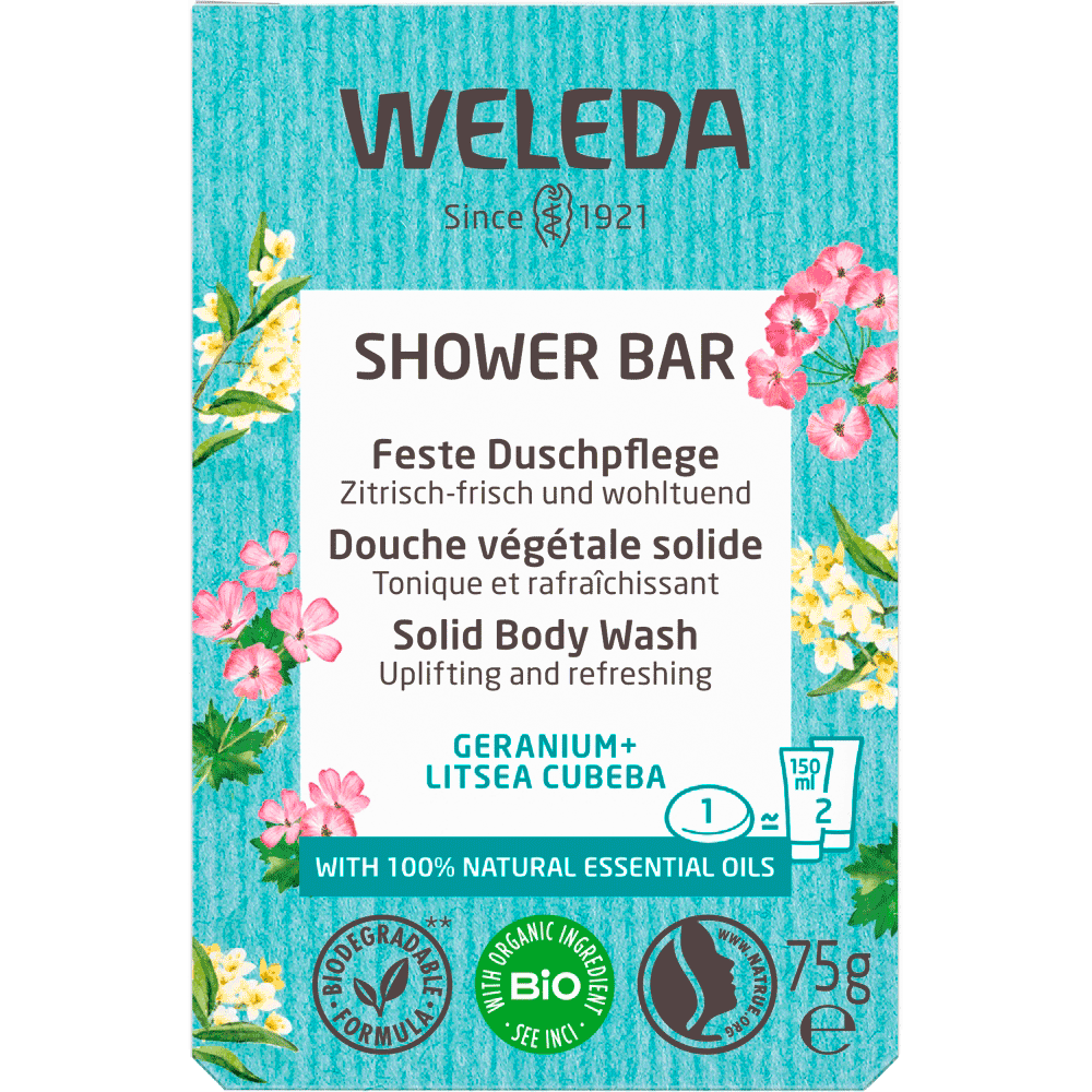 Bild: WELEDA Feste Dusche Geranium + Litsea 