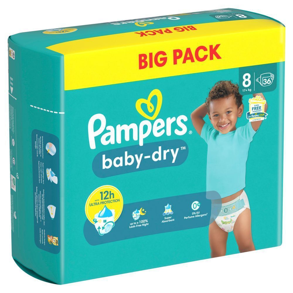 Bild: Pampers Baby-Dry Größe 8, BIG PACK 