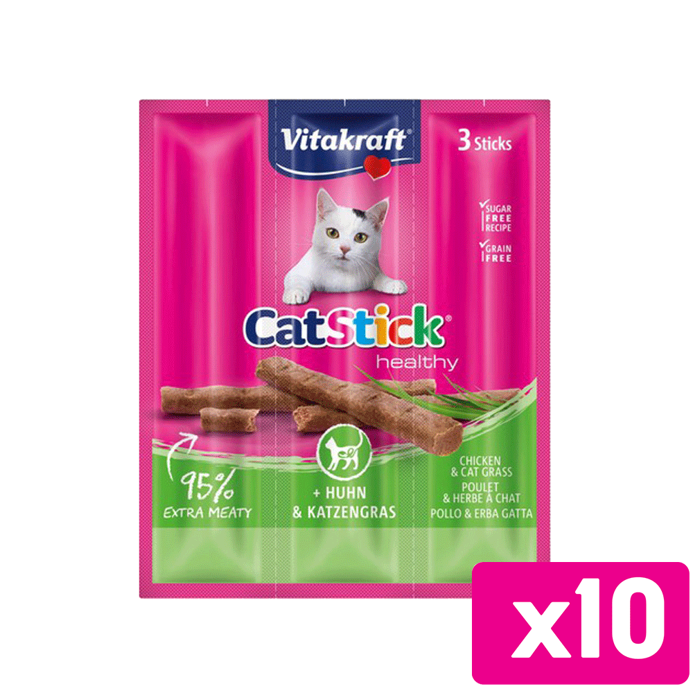 Bild: Vitakraft Cat Stick Mini Huhn Inulin Katzengras 