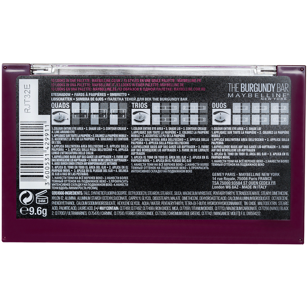 Bild: MAYBELLINE The Burgundy Bar Eyeshadow Palette 