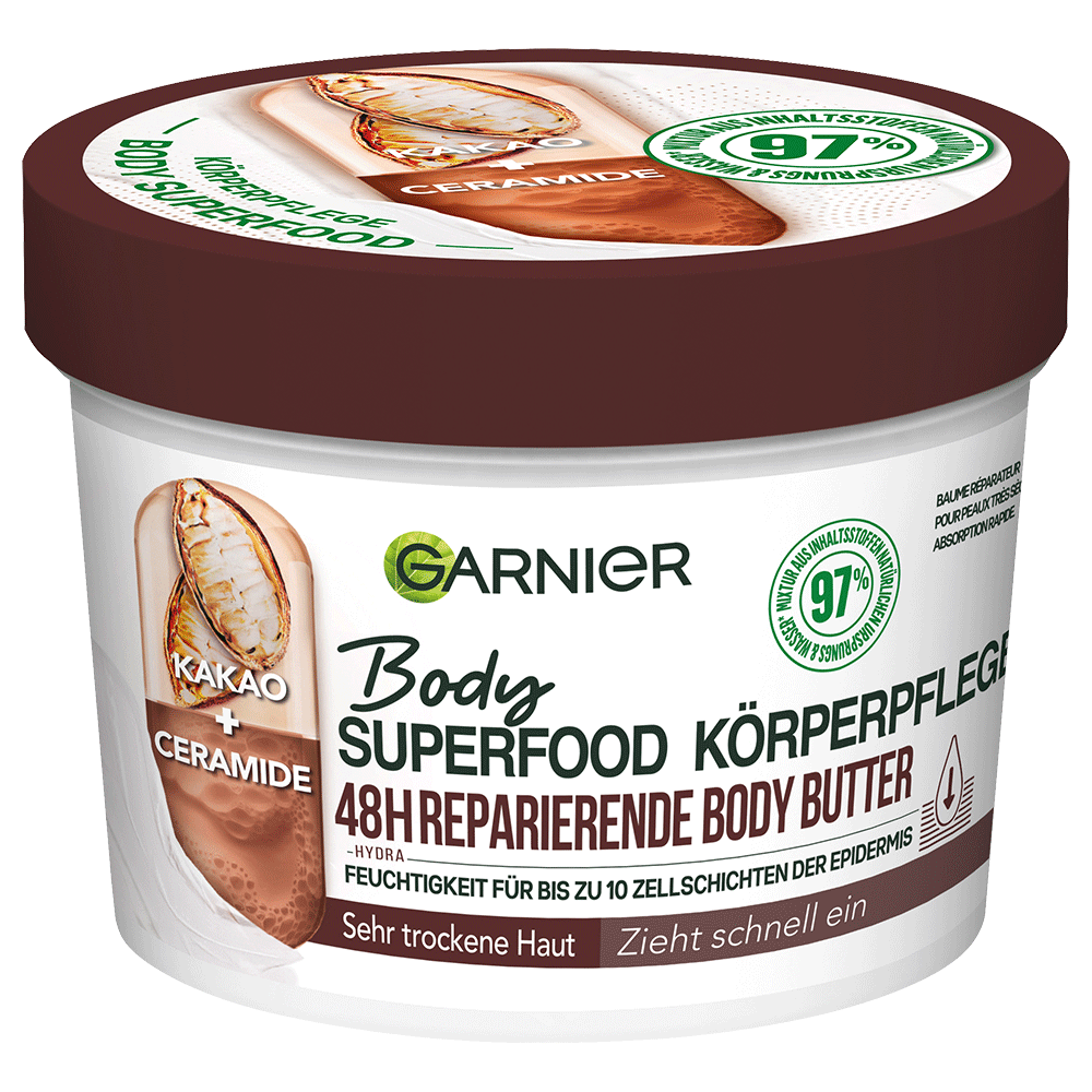 Bild: GARNIER Body Superfood Körperpflege 48h reparierende Body Butter 