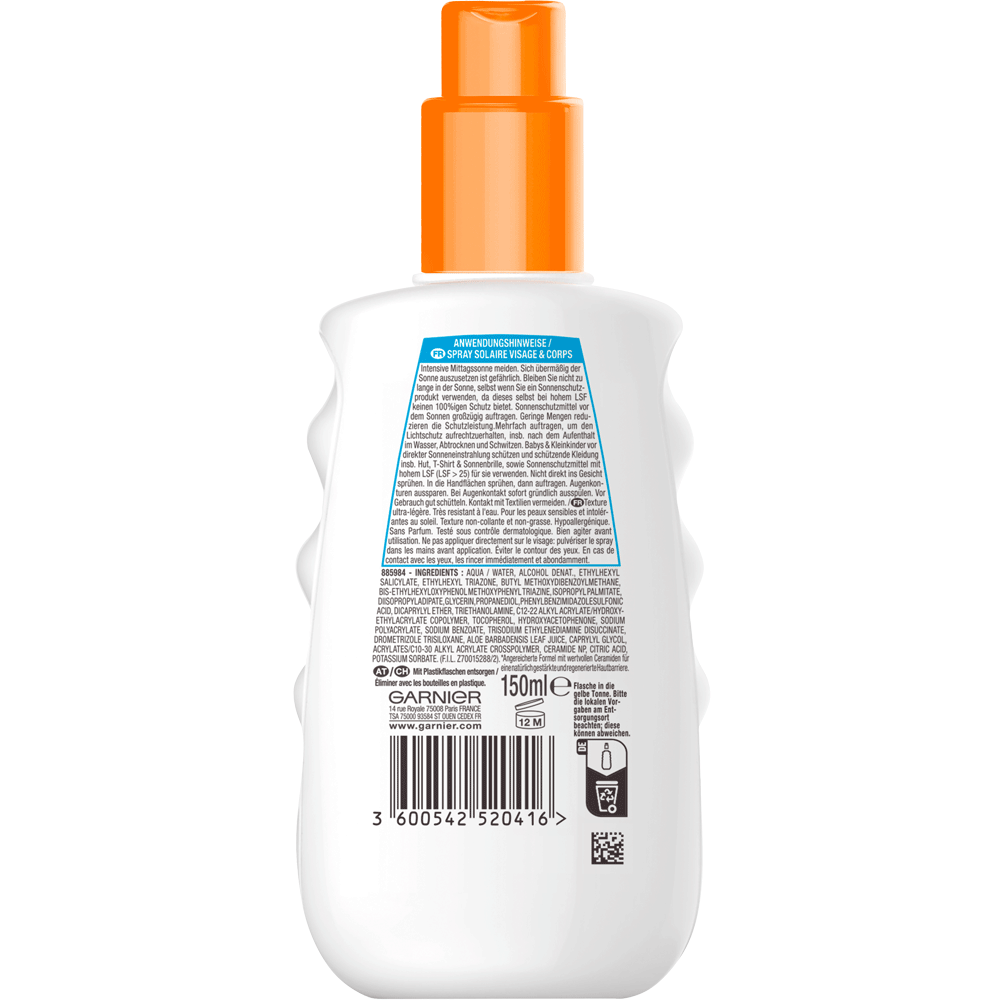 Bild: GARNIER AMBRE SOLAIRE Sensitive expert+ Sonnenschutz-Spray LSF 50+ 