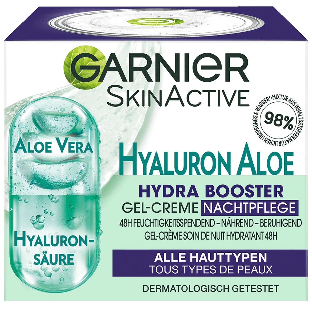 Bild: GARNIER SKIN ACTIVE Hyaluron Aloe Hydra Booster Gel-Creme Nacht 